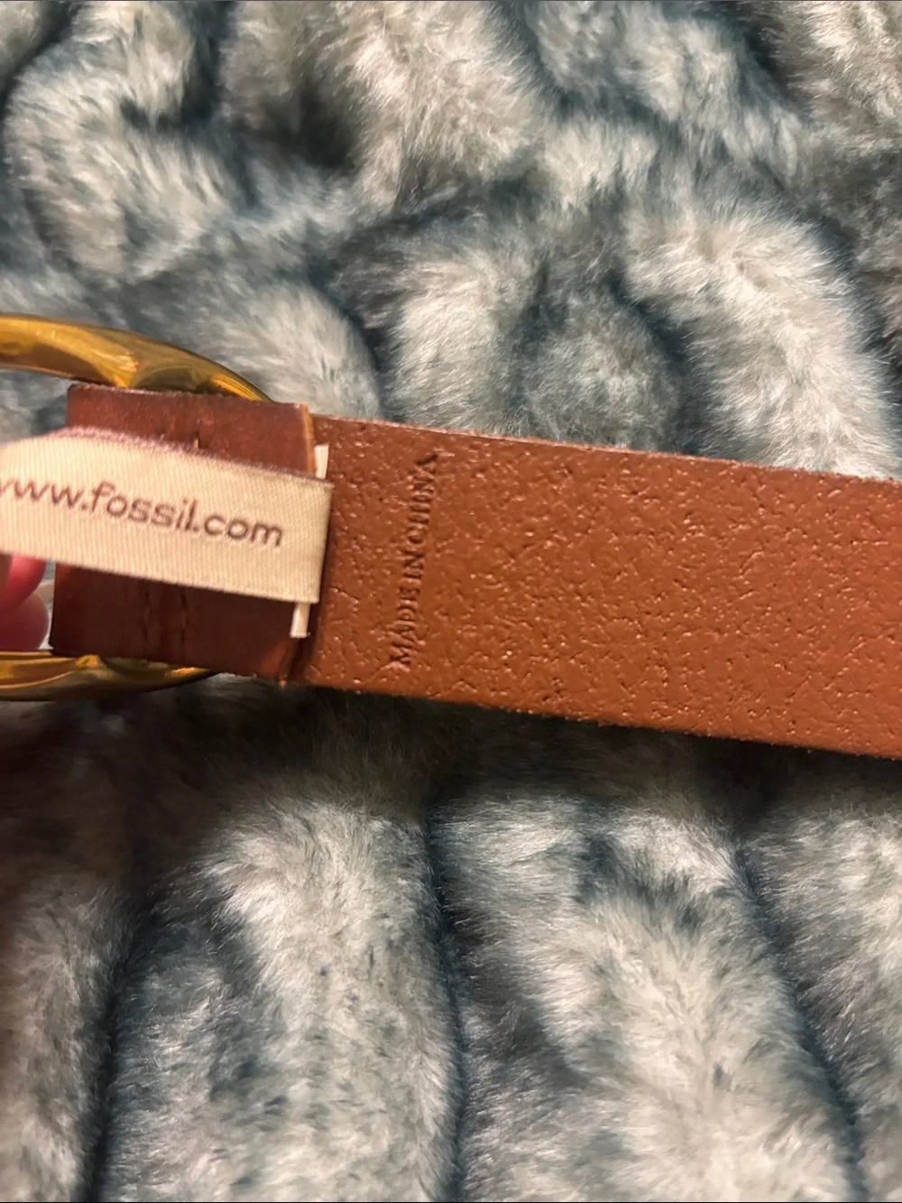 Fossil Brown Genuine Leather Braided Belt Brass Oval Buckle Boho Western Size M